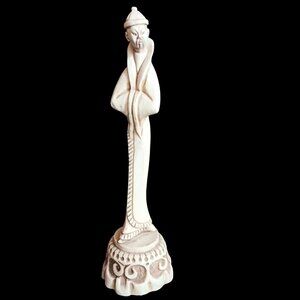 Vintage Chinese Man Skinny Resin Figurine Scholar Statue 12.5"